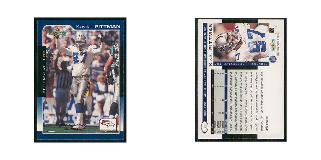 2000 Score Kavika Pittman Broncos #63