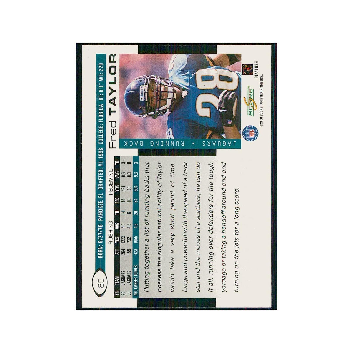 2000 Score Fred Taylor Jaguars #85