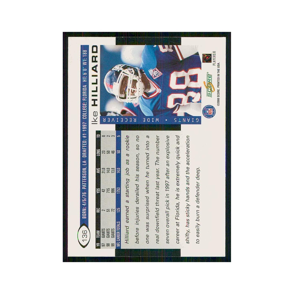 2000 Score Ike Hilliard Giants #136