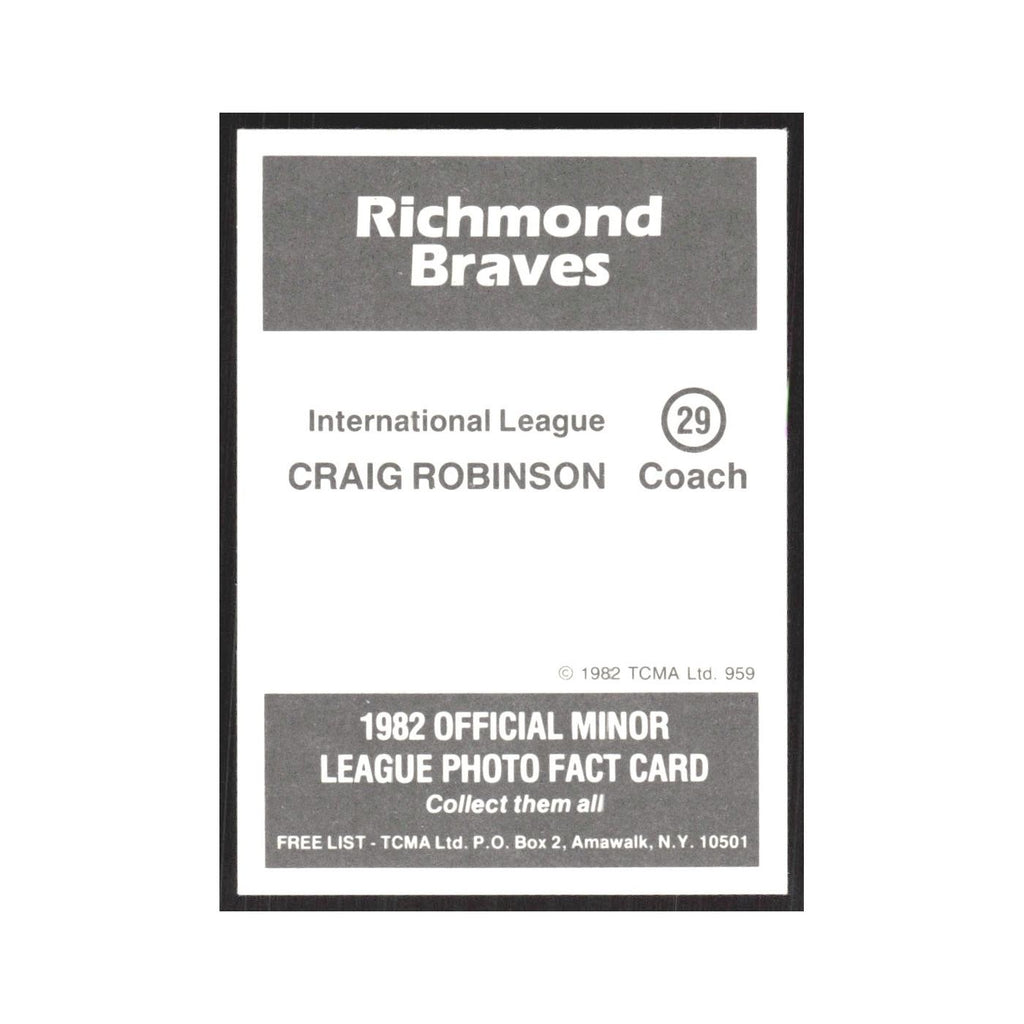 1982 TCMA Minor League Craig Robinson Richmond Braves #29