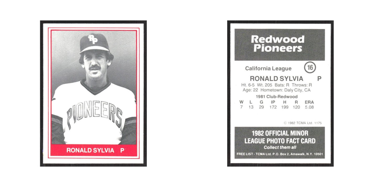 1982 TCMA Minor League Ron Sylvia Redwood Pioneers #16