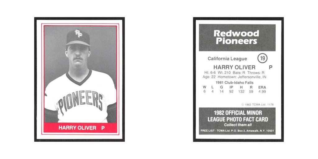 1982 TCMA Minor League Harry Oliver Redwood Pioneers #19