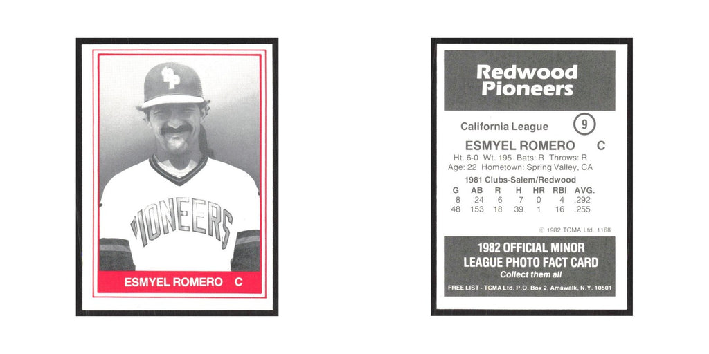 1982 TCMA Minor League Esmyel Romero Redwood Pioneers #9
