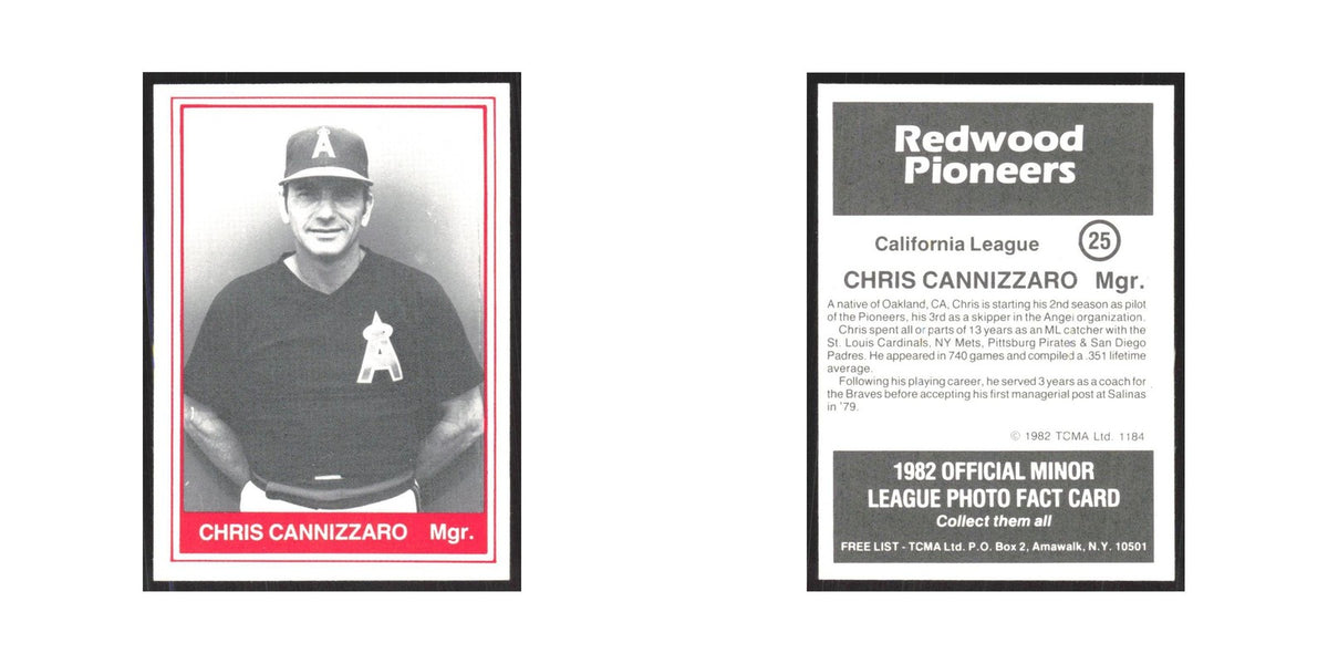1982 TCMA Minor League Chris Cannizzaro Redwood Pioneers #25