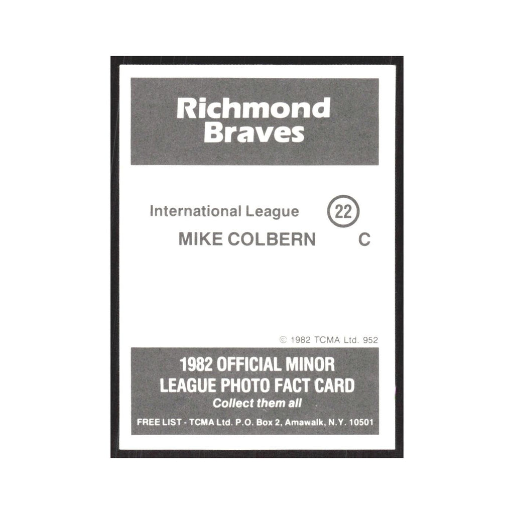 1982 TCMA Minor League Mike Colbern Richmond Braves #22