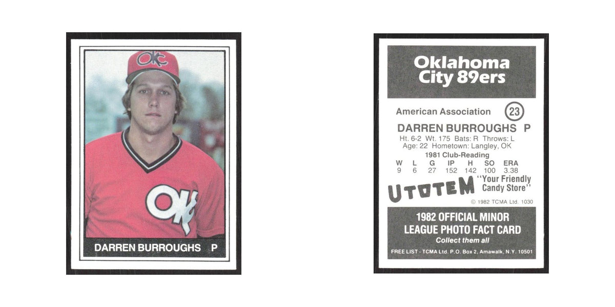 1982 TCMA Minor League Darren Burroughs Oklahoma City 89ers #23