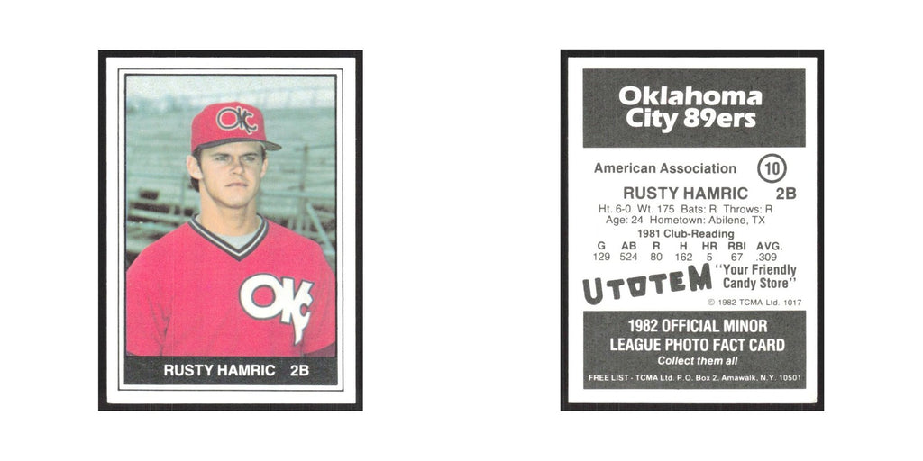 1982 TCMA Minor League Rusty Hamric Oklahoma City 89ers #10