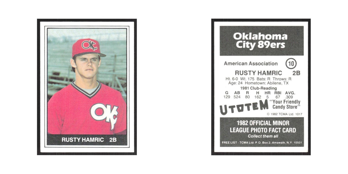 1982 TCMA Minor League Rusty Hamric Oklahoma City 89ers #10