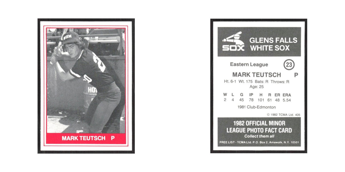 1982 TCMA Minor League Mark Teutsch Glens Falls White Sox #23