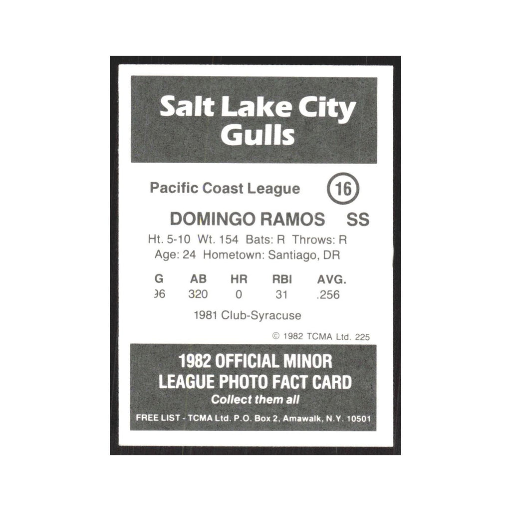 1982 TCMA Minor League Domingo Ramos Salt Lake City Gulls #16