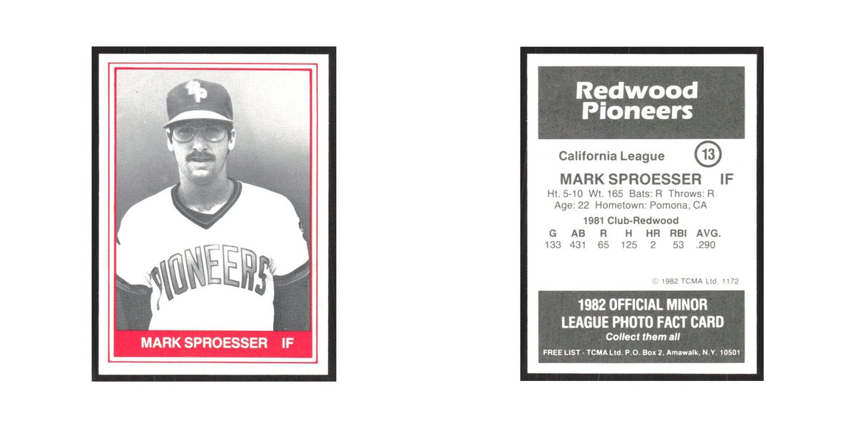 1982 TCMA Minor League Mark Sproesser Redwood Pioneers #13