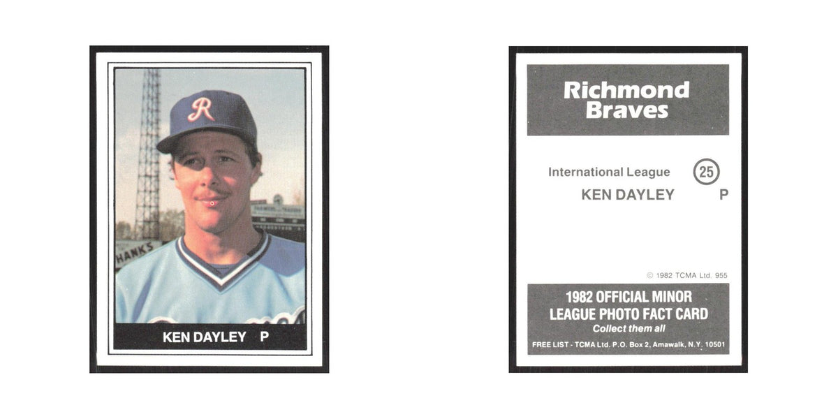 1982 TCMA Minor League Ken Dayley Richmond Braves #25