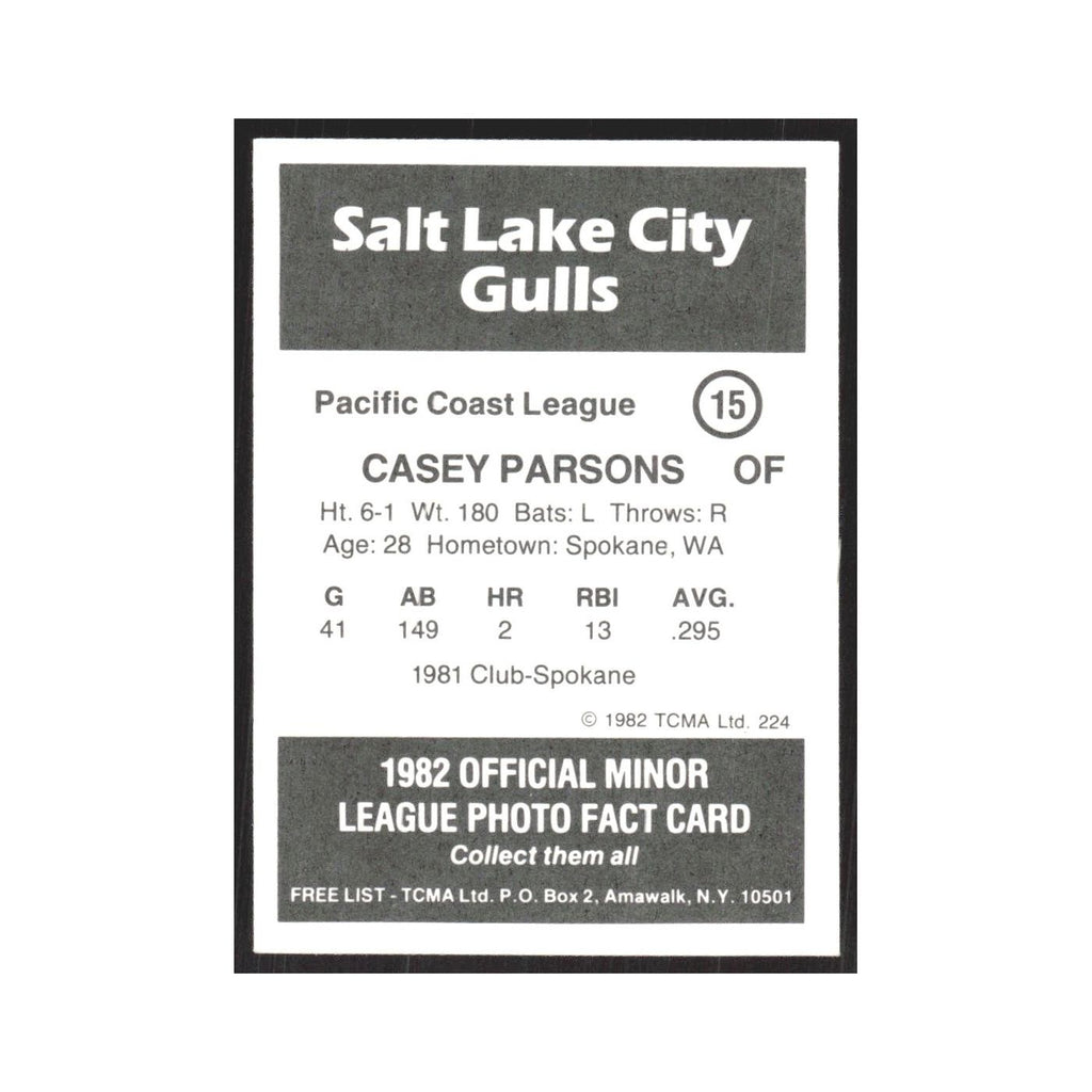 1982 TCMA Minor League Casey Parsons Salt Lake City Gulls #15