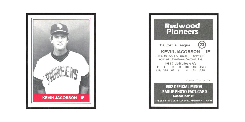 1982 TCMA Minor League Kevin Jacobson Redwood Pioneers #23