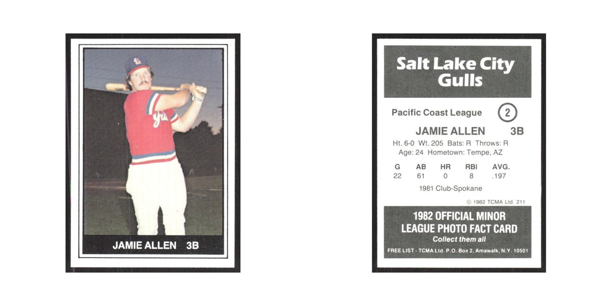 1982 TCMA Minor League Jamie Allen Salt Lake City Gulls #2