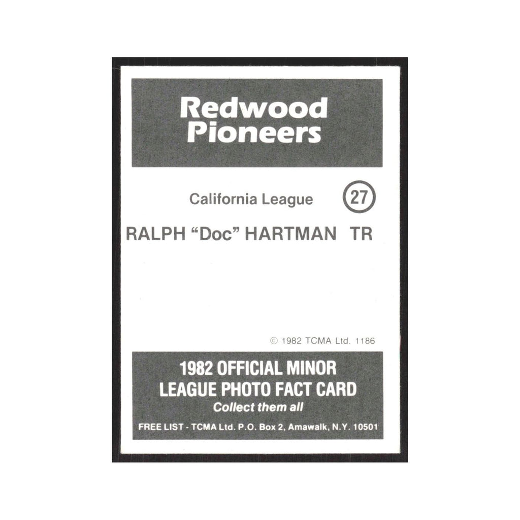 1982 TCMA Minor League Ralph Hartman Redwood Pioneers #27
