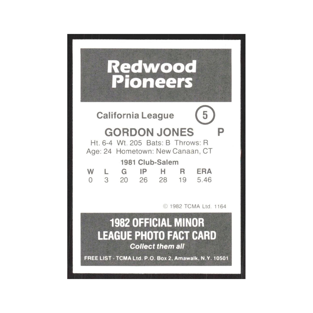 1982 TCMA Minor League Gordon Jones Redwood Pioneers #5