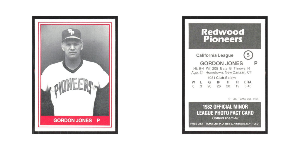 1982 TCMA Minor League Gordon Jones Redwood Pioneers #5