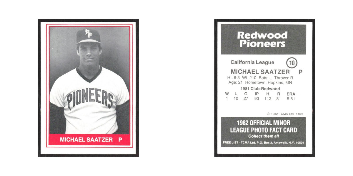 1982 TCMA Minor League Michael Saatzer Redwood Pioneers #10
