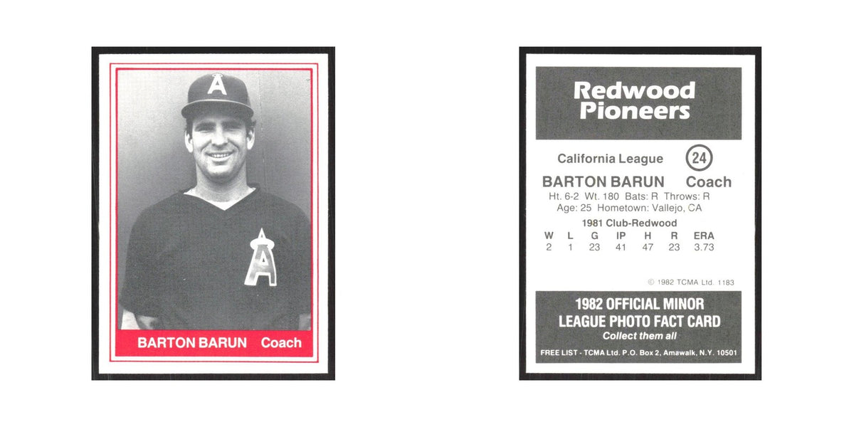 1982 TCMA Minor League Barton Braun Redwood Pioneers #24