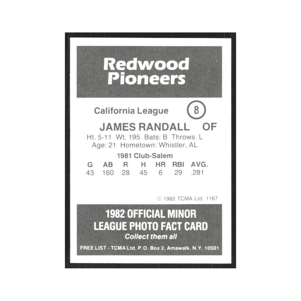 1982 TCMA Minor League James Randall Redwood Pioneers #8