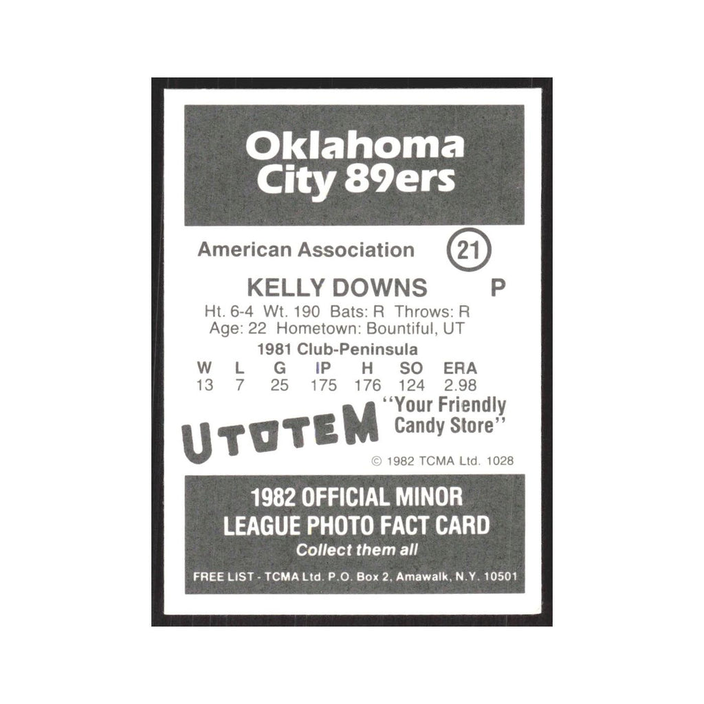 1982 TCMA Minor League Kelly Downs Oklahoma City 89ers #21