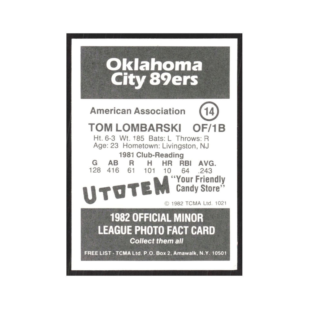 1982 TCMA Minor League Tom Lombarski Oklahoma City 89ers #14