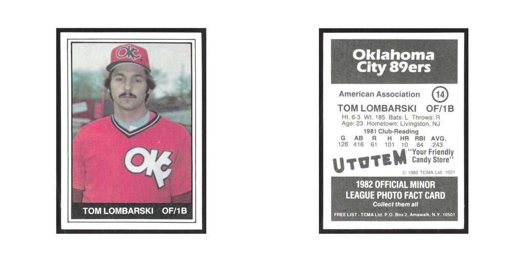 1982 TCMA Minor League Tom Lombarski Oklahoma City 89ers #14