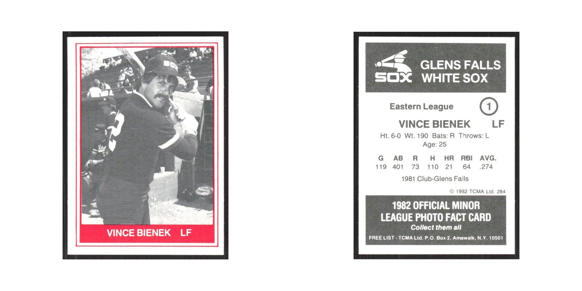 1982 TCMA Minor League Vince Bienek Glens Falls White Sox #1
