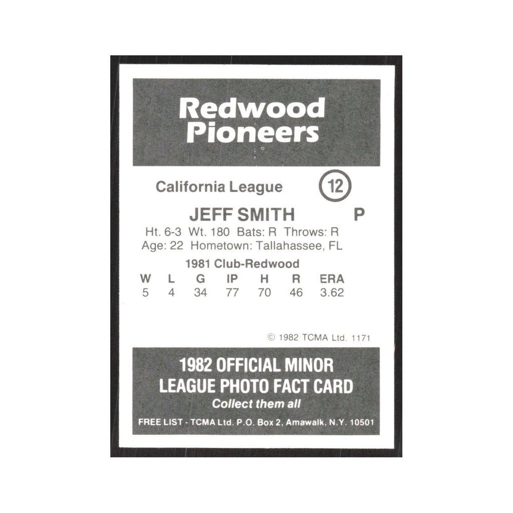 1982 TCMA Minor League Jeff Smith Redwood Pioneers #12