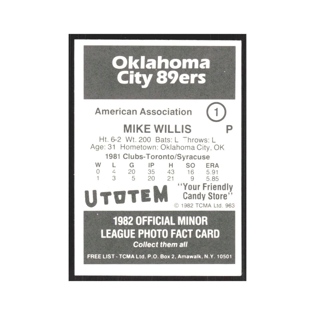 1982 TCMA Minor League Mike Willis Oklahoma City 89ers #1