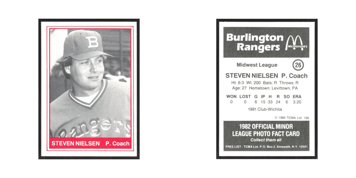 1982 TCMA Minor League Steven Nielsen Burlington Rangers #26