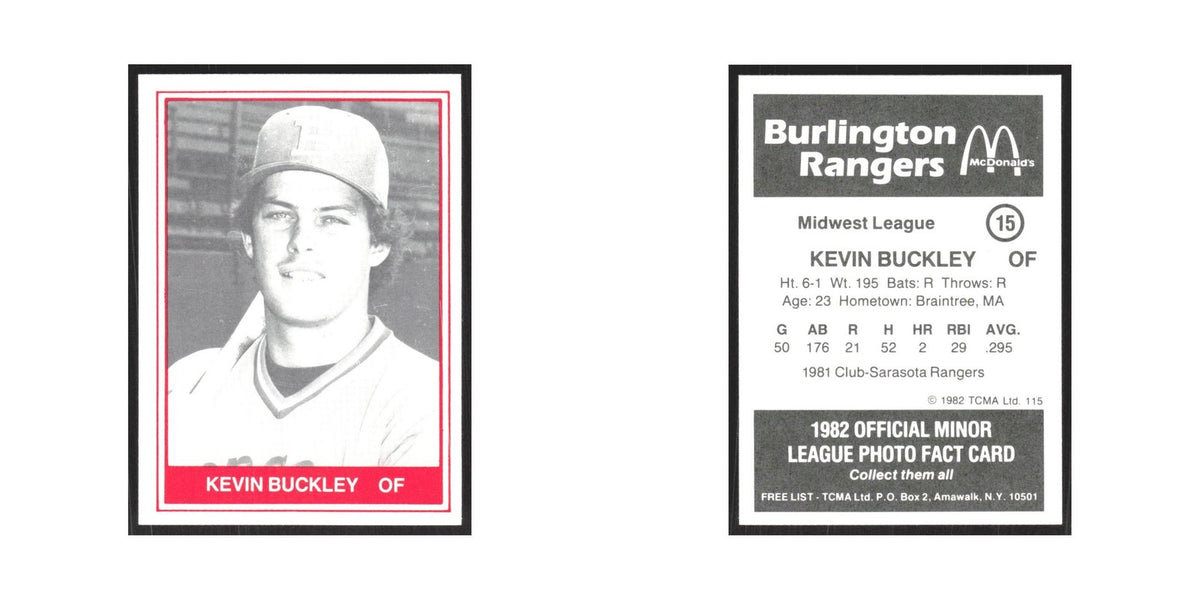 1982 TCMA Minor League Kevin Buckley Burlington Rangers #15