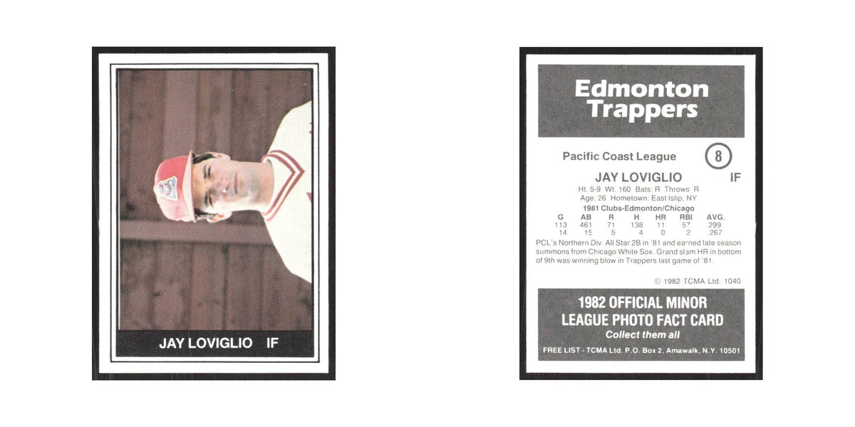 1982 TCMA Minor League Jay Loviglio Edmonton Trappers #8