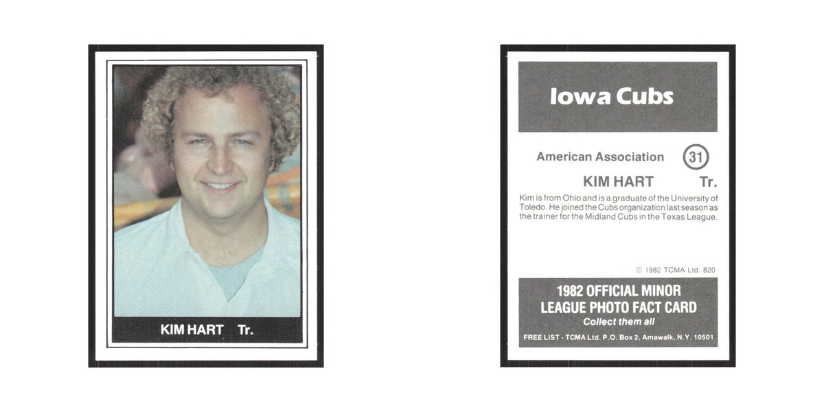 1982 TCMA Minor League Kim Hart Iowa Cubs #31