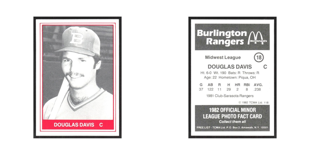 1982 TCMA Minor League Douglas Davis Burlington Rangers #18