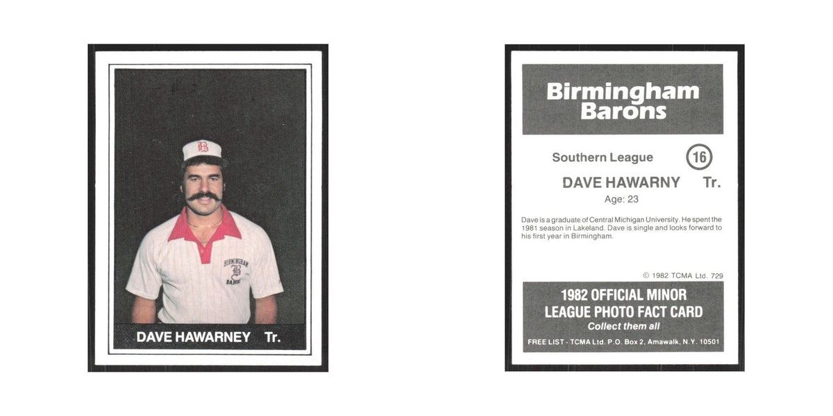 1982 TCMA Minor League Dave Hawarny Birmingham Barons #16