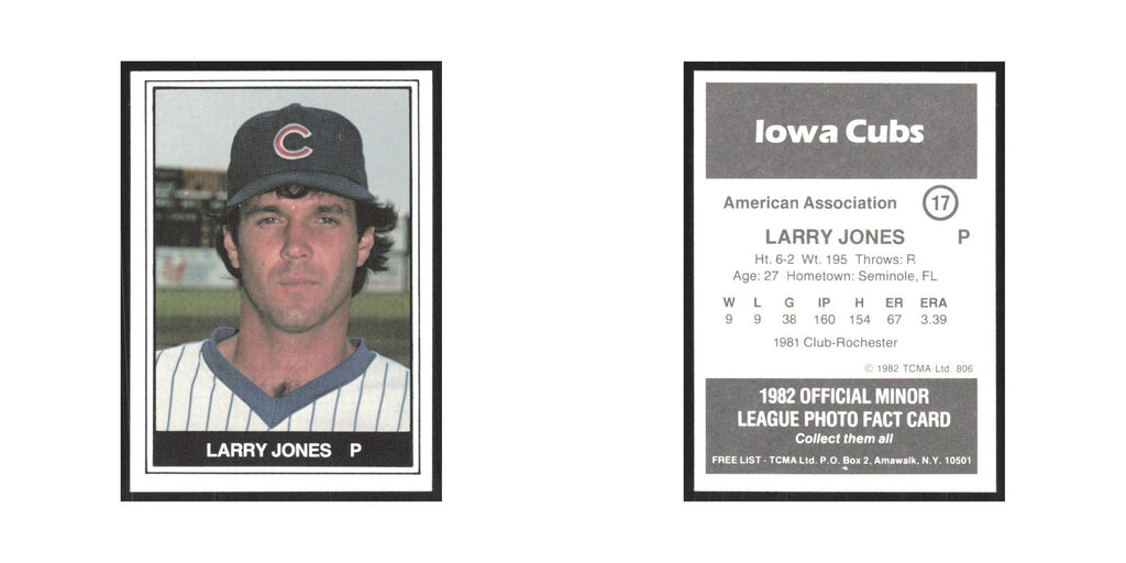 1982 TCMA Minor League Larry Jones Iowa Cubs #17