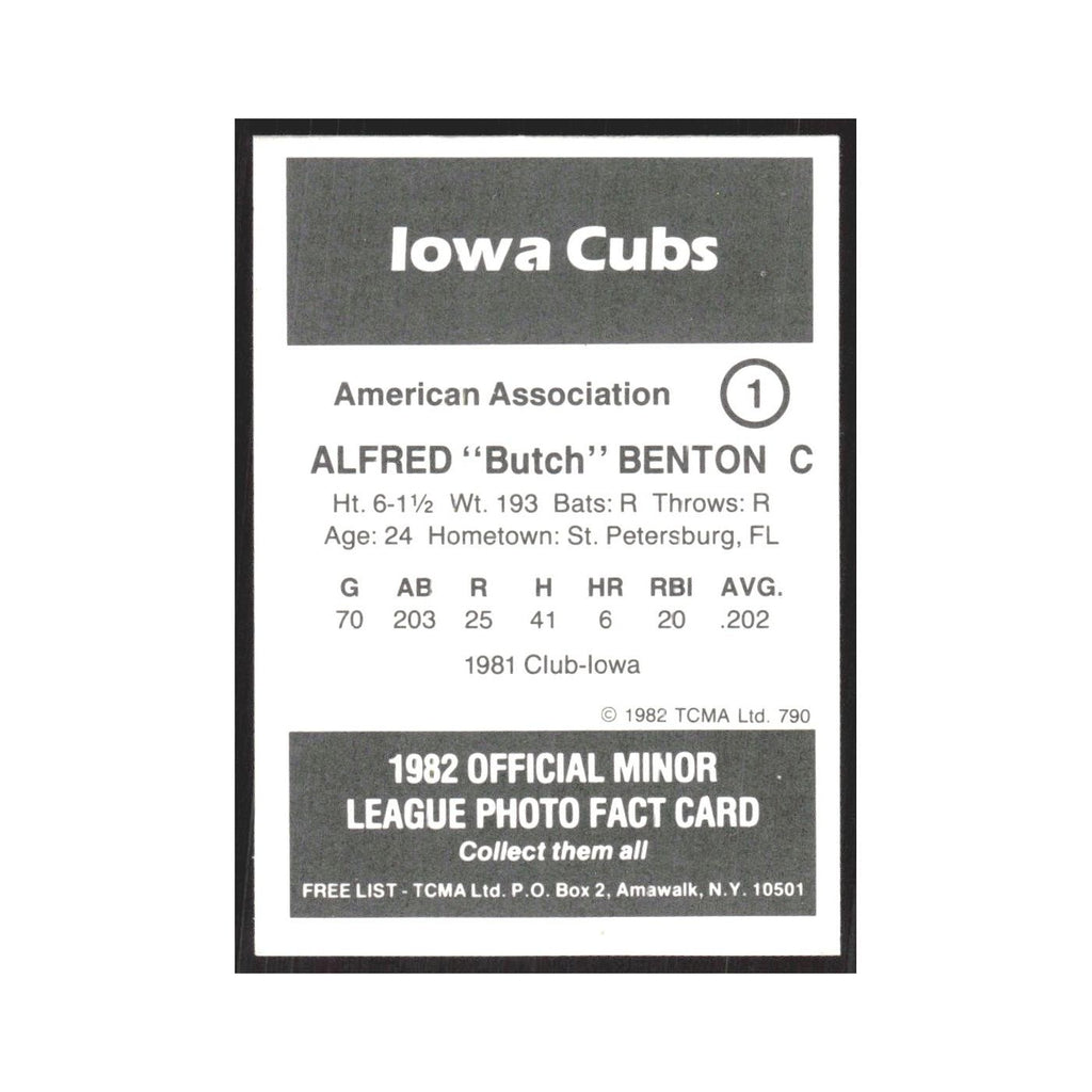 1982 TCMA Minor League Alfred Benton Iowa Cubs #1