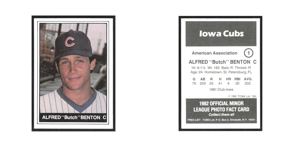 1982 TCMA Minor League Alfred Benton Iowa Cubs #1