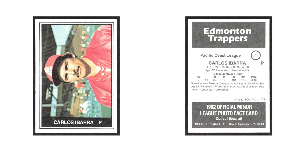 1982 TCMA Minor League Carlos Ibarra Edmonton Trappers #1