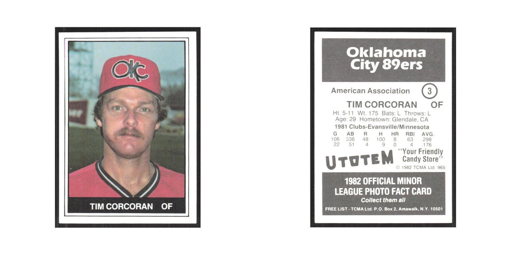 1982 TCMA Minor League Tim Corcoran Oklahoma City 89ers #3
