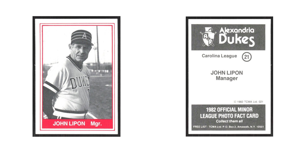 1982 TCMA Minor League John Lipon Alexandria Dukes #21