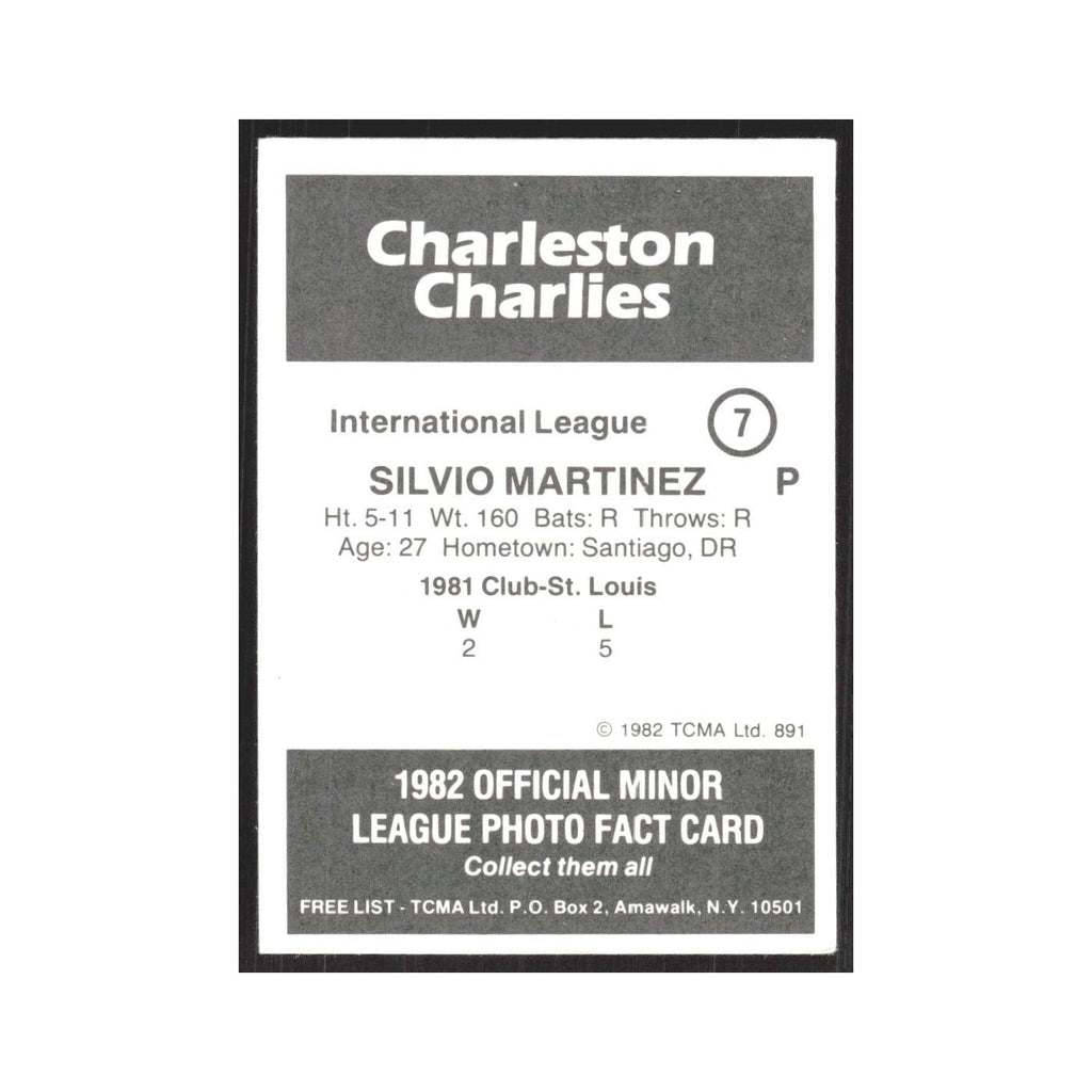 1982 TCMA Minor League Silvio Martinez Charleston Charlies #7