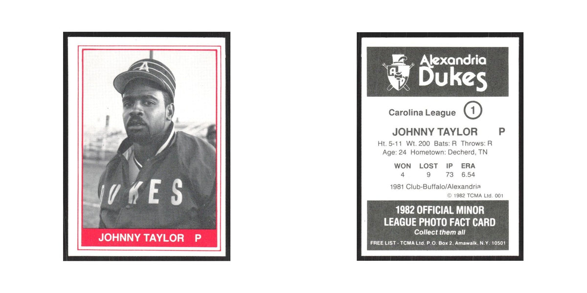 1982 TCMA Minor League Johnny Taylor Alexandria Dukes #1