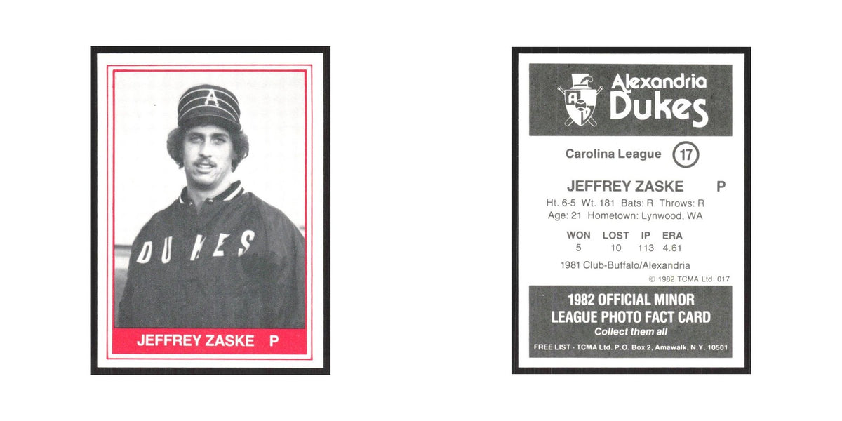 1982 TCMA Minor League Jeffrey Zaske Alexandria Dukes #17