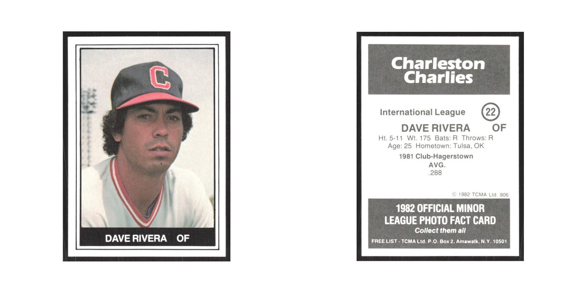 1982 TCMA Minor League Dave Rivera Charleston Charlies #22