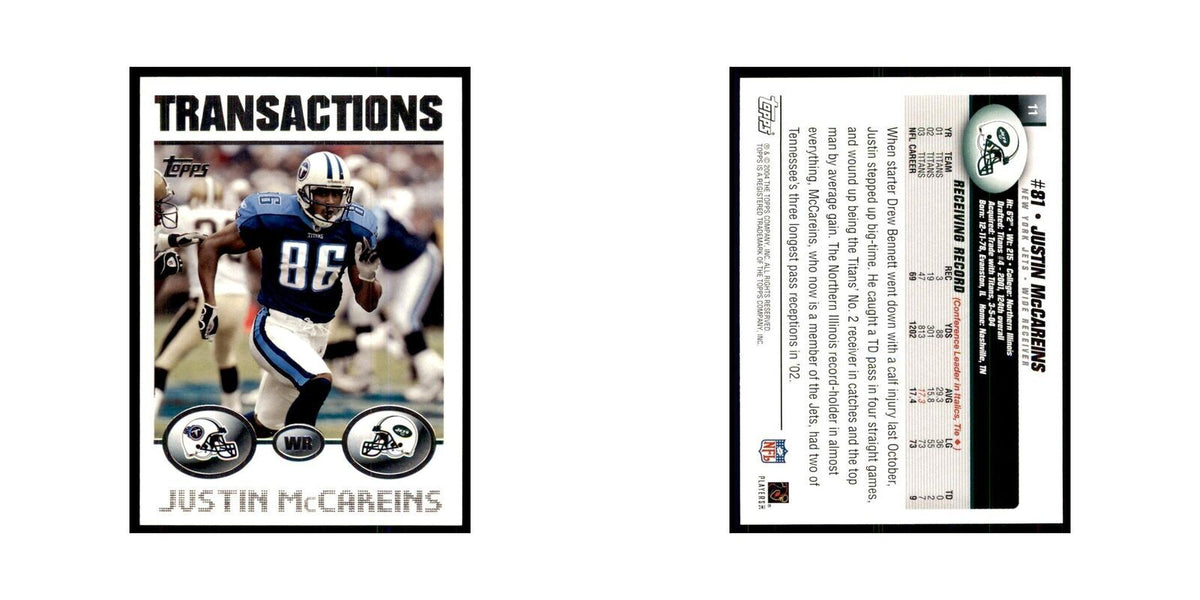 2004 Topps Justin McCareins Jets #11