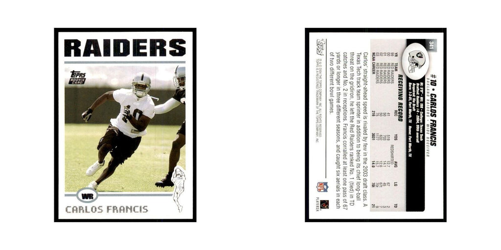 2004 Topps Carlos Francis RC Raiders #341