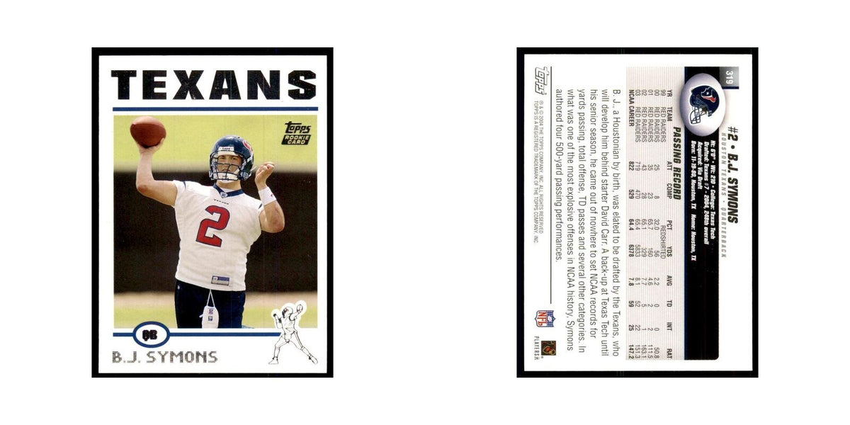 2004 Topps B.J. Symons RC Texans #319